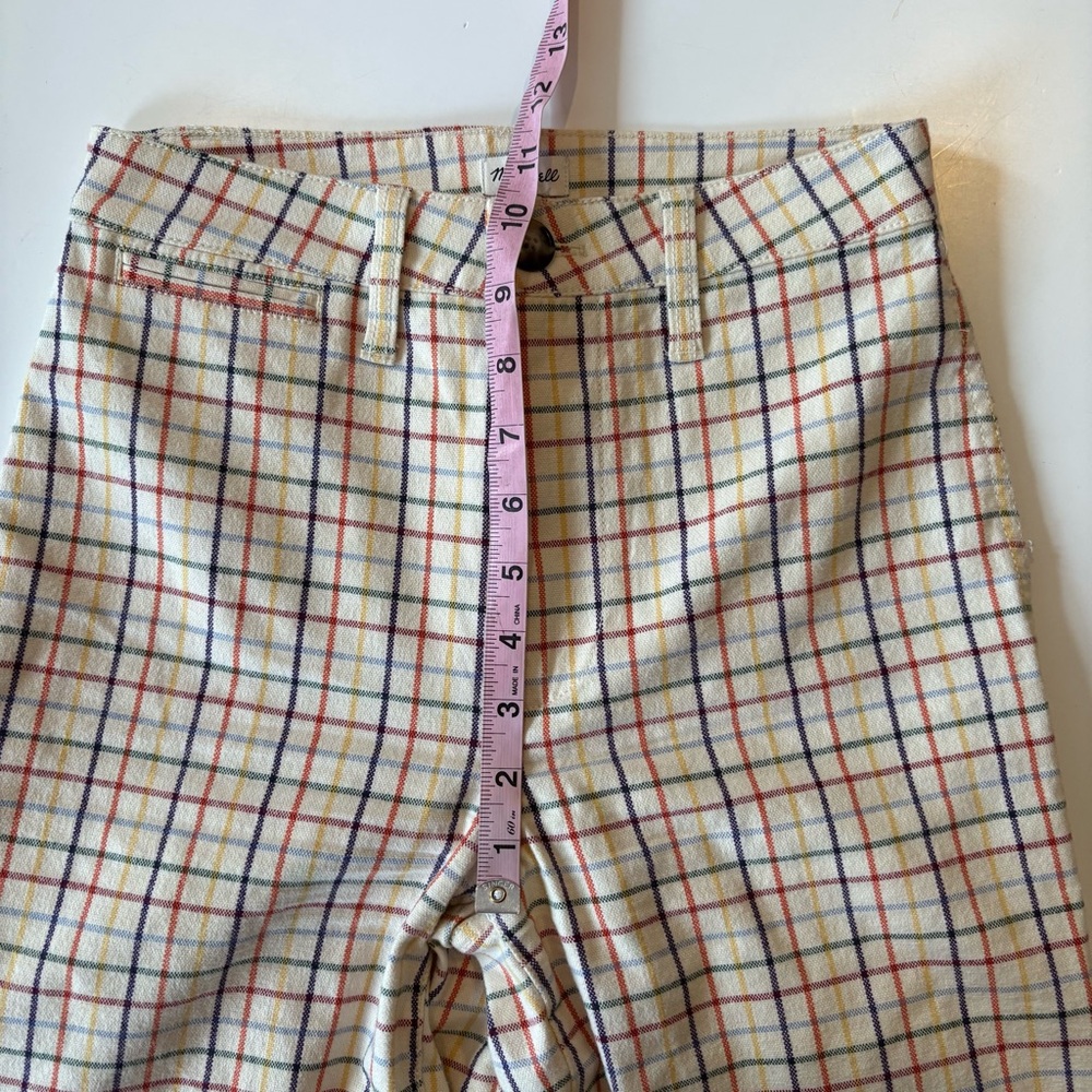 Madewell || Emmett Wide-Leg Crop Pants in Rainbow Windowpane Cream‎ 23 - Picture 9 of 10